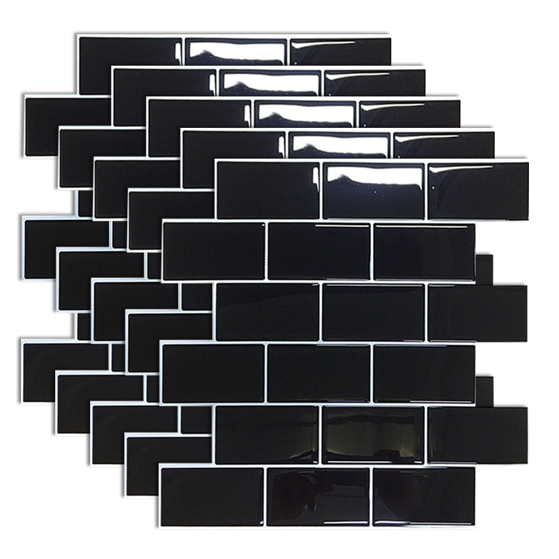 Subway Tile Wallpaper Plastic Waterproof Peel & Stick Subway Tile Black 5-Piece Set Clearhalo 'Flooring 'Home Improvement' 'home_improvement' 'home_improvement_peel_stick_blacksplash' 'Peel & Stick Backsplash Tile' 'peel_stick_blacksplash' 'Walls & Ceilings' Walls and Ceiling' 7198677