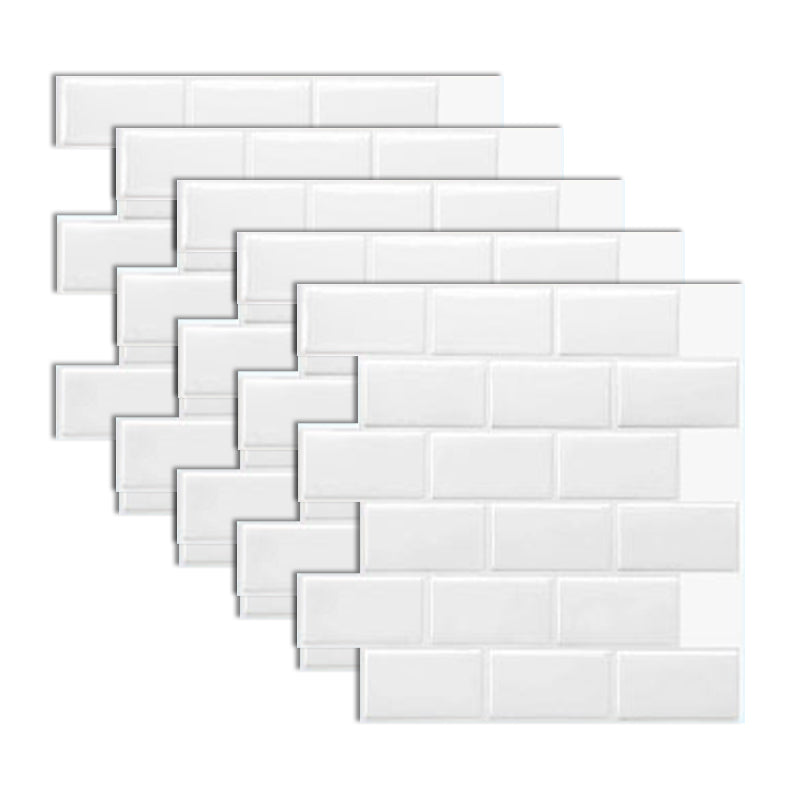 Subway Tile Wallpaper Plastic Peel and Stick Backsplash Wall Tile White 5-Piece Set Clearhalo 'Flooring 'Home Improvement' 'home_improvement' 'home_improvement_peel_stick_blacksplash' 'Peel & Stick Backsplash Tile' 'peel_stick_blacksplash' 'Walls & Ceilings' Walls and Ceiling' 7198702