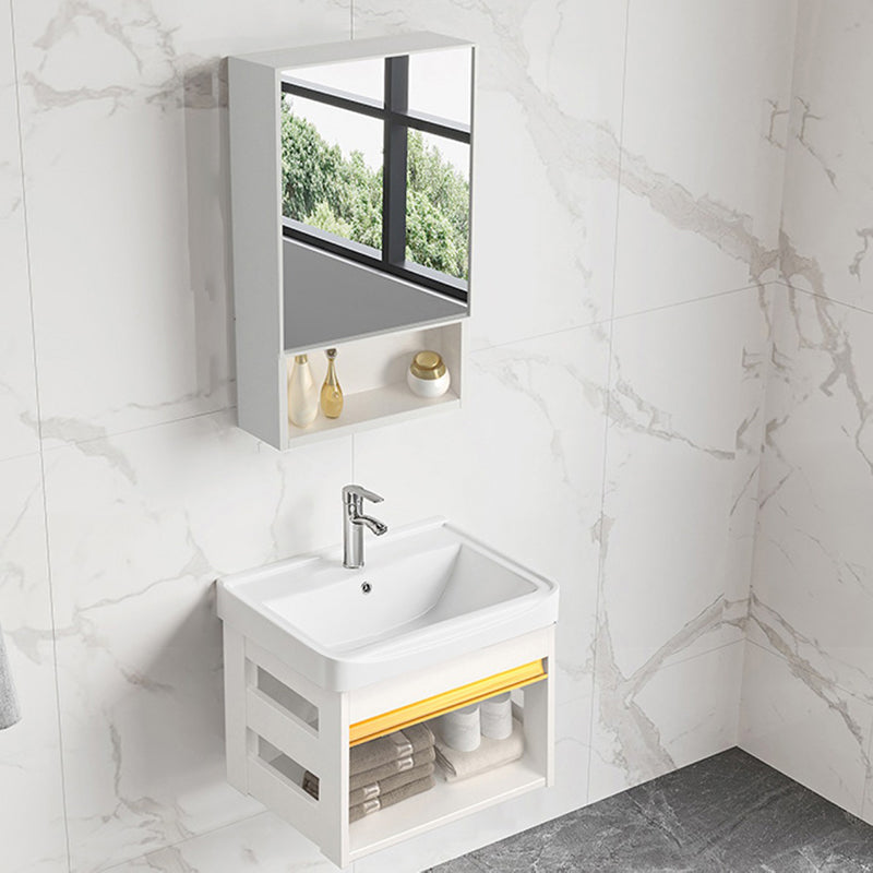 Sink Vanity Set White Drawers Wall-mounted Rectangular Sink with Faucet Clearhalo 'Bathroom Remodel & Bathroom Fixtures' 'Bathroom Vanities' 'bathroom_vanities' 'Home Improvement' 'home_improvement' 'home_improvement_bathroom_vanities' 7198721