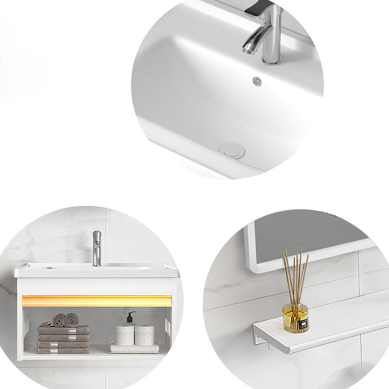 Sink Vanity Set White Drawers Wall-mounted Rectangular Sink with Faucet Clearhalo 'Bathroom Remodel & Bathroom Fixtures' 'Bathroom Vanities' 'bathroom_vanities' 'Home Improvement' 'home_improvement' 'home_improvement_bathroom_vanities' 7198728