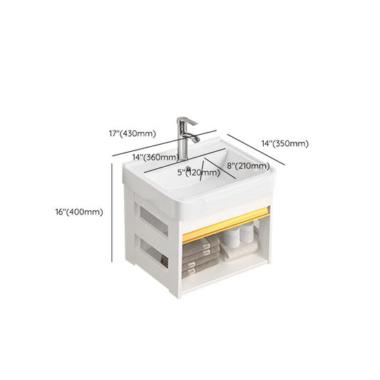 Sink Vanity Set White Drawers Wall-mounted Rectangular Sink with Faucet Clearhalo 'Bathroom Remodel & Bathroom Fixtures' 'Bathroom Vanities' 'bathroom_vanities' 'Home Improvement' 'home_improvement' 'home_improvement_bathroom_vanities' 7198752
