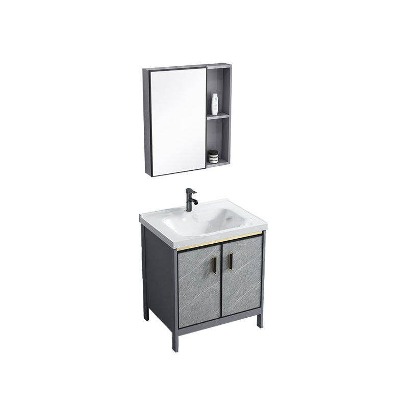 Bathroom Vanity Set Drawers Rectangular Sink Mirror Vanity Sink with Faucet Vanity & Faucet & Mirror Cabinet 24"L x 15.7"W x 31.9"H Clearhalo 'Bathroom Remodel & Bathroom Fixtures' 'Bathroom Vanities' 'bathroom_vanities' 'Home Improvement' 'home_improvement' 'home_improvement_bathroom_vanities' 7198772