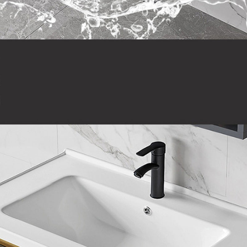 Sink Vanity Wall Mounted Mirror Drawers Ceramic Bathroom Vanity with Faucet Clearhalo 'Bathroom Remodel & Bathroom Fixtures' 'Bathroom Vanities' 'bathroom_vanities' 'Home Improvement' 'home_improvement' 'home_improvement_bathroom_vanities' 7198815