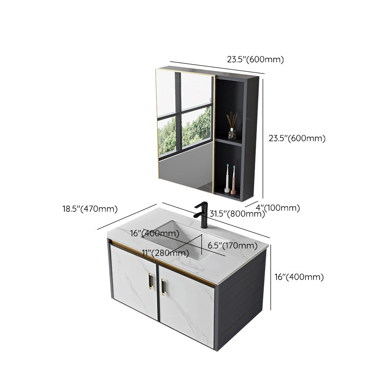 Sink Vanity Wall Mounted Mirror Drawers Ceramic Bathroom Vanity with Faucet Clearhalo 'Bathroom Remodel & Bathroom Fixtures' 'Bathroom Vanities' 'bathroom_vanities' 'Home Improvement' 'home_improvement' 'home_improvement_bathroom_vanities' 7198845