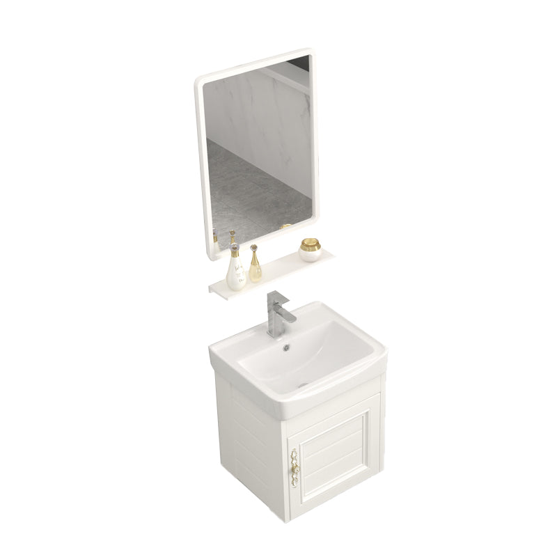 Wall Mounted Vanity Set White Storage Shelf Faucet Sink Vanity with Mirror Vanity & Faucet & Mirrors 17"L x 14"W x 16"H Wall Cabinet Clearhalo 'Bathroom Remodel & Bathroom Fixtures' 'Bathroom Vanities' 'bathroom_vanities' 'Home Improvement' 'home_improvement' 'home_improvement_bathroom_vanities' 7198855