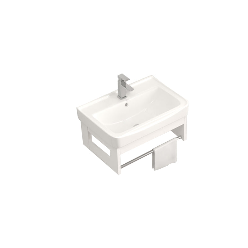 Wall Mounted Vanity Set White Storage Shelf Faucet Sink Vanity with Mirror Vanity & Faucet Towel Holder Clearhalo 'Bathroom Remodel & Bathroom Fixtures' 'Bathroom Vanities' 'bathroom_vanities' 'Home Improvement' 'home_improvement' 'home_improvement_bathroom_vanities' 7198871