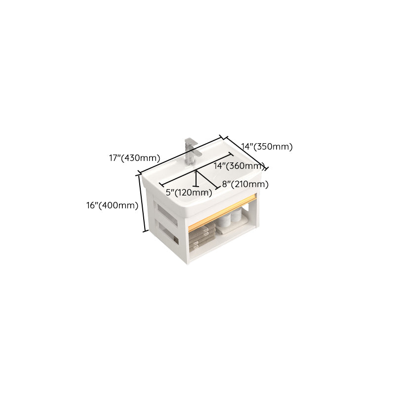 Wall Mounted Vanity Set White Storage Shelf Faucet Sink Vanity with Mirror Clearhalo 'Bathroom Remodel & Bathroom Fixtures' 'Bathroom Vanities' 'bathroom_vanities' 'Home Improvement' 'home_improvement' 'home_improvement_bathroom_vanities' 7198891