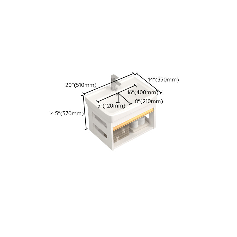 Wall Mounted Vanity Set White Storage Shelf Faucet Sink Vanity with Mirror Clearhalo 'Bathroom Remodel & Bathroom Fixtures' 'Bathroom Vanities' 'bathroom_vanities' 'Home Improvement' 'home_improvement' 'home_improvement_bathroom_vanities' 7198892