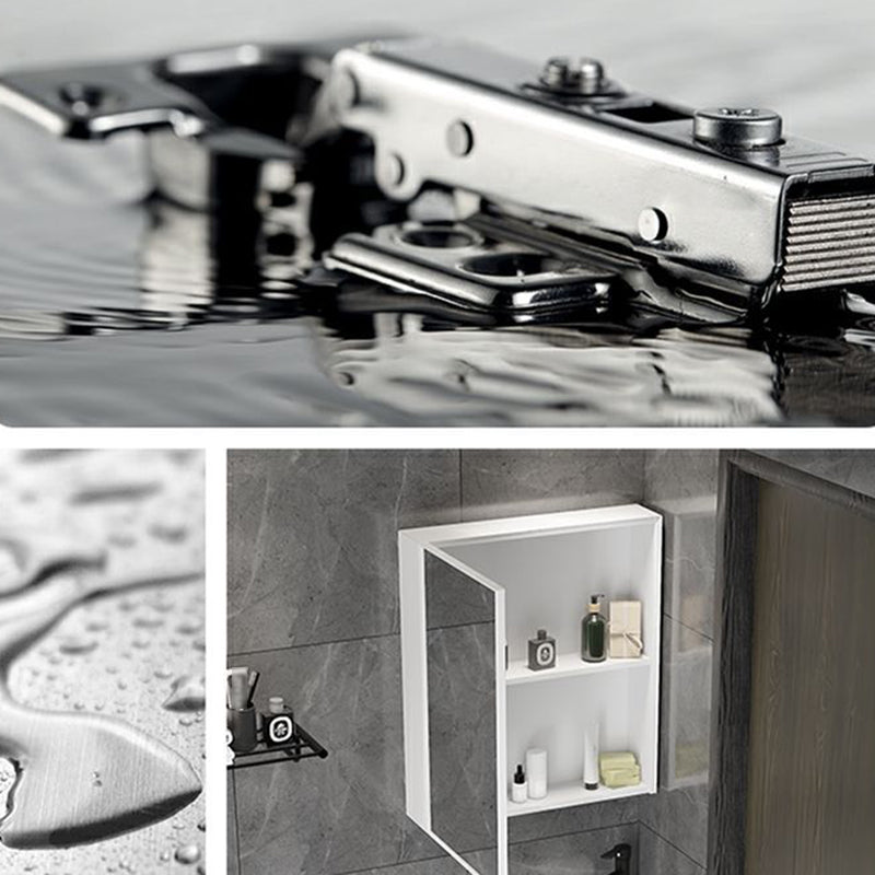 Single Sink Bath Vanity Set White Oval Metal 2 Doors Bathroom Vanity with Mirror Clearhalo 'Bathroom Remodel & Bathroom Fixtures' 'Bathroom Vanities' 'bathroom_vanities' 'Home Improvement' 'home_improvement' 'home_improvement_bathroom_vanities' 7198913