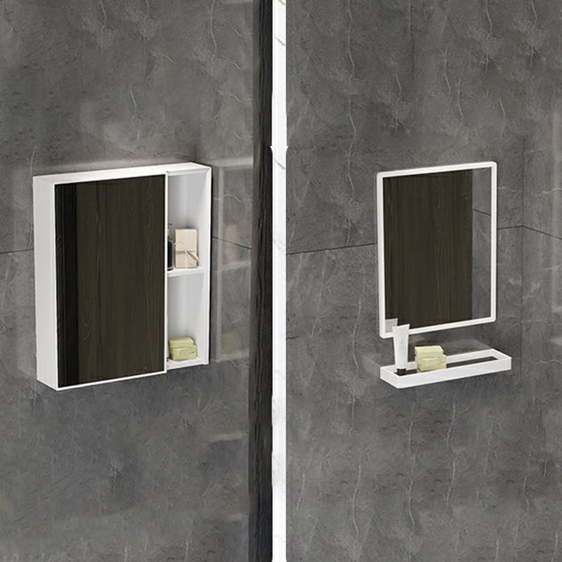 Single Sink Bath Vanity Set White Oval Metal 2 Doors Bathroom Vanity with Mirror Clearhalo 'Bathroom Remodel & Bathroom Fixtures' 'Bathroom Vanities' 'bathroom_vanities' 'Home Improvement' 'home_improvement' 'home_improvement_bathroom_vanities' 7198914