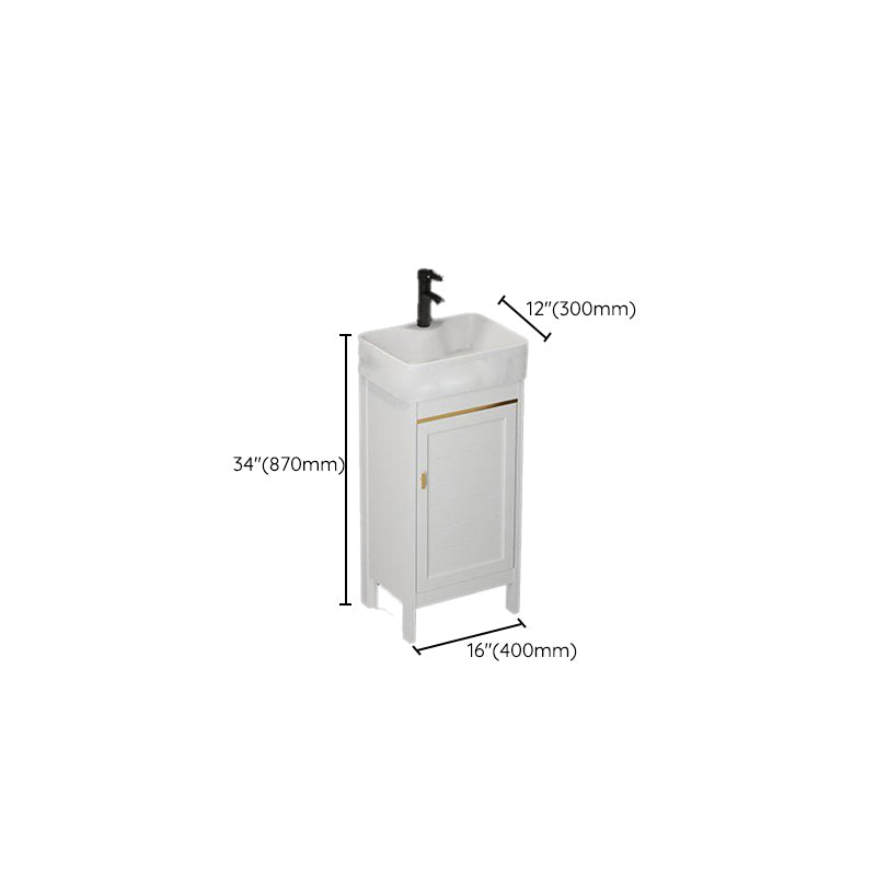 Single Sink Bath Vanity Set White Oval Metal 2 Doors Bathroom Vanity with Mirror Clearhalo 'Bathroom Remodel & Bathroom Fixtures' 'Bathroom Vanities' 'bathroom_vanities' 'Home Improvement' 'home_improvement' 'home_improvement_bathroom_vanities' 7198946