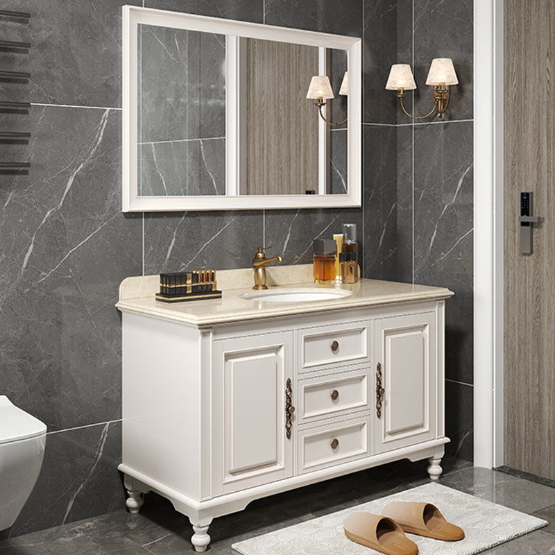 Classic Bathroom Vanity Set Single-Sink Free-standing Standard 2 Doors Bathroom Vanity Clearhalo 'Bathroom Remodel & Bathroom Fixtures' 'Bathroom Vanities' 'bathroom_vanities' 'Home Improvement' 'home_improvement' 'home_improvement_bathroom_vanities' 7199013