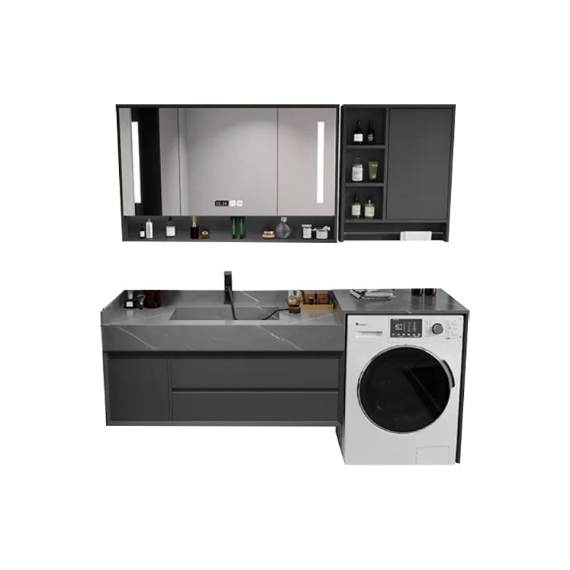 Modern Sink Vanity Wall Mount Vanity Cabinet with Mirror (Not Include Washing Machine) Vanity & Faucet & Mirror Cabinet 59"L x 24"W x 35"H Clearhalo 'Bathroom Remodel & Bathroom Fixtures' 'Bathroom Vanities' 'bathroom_vanities' 'Home Improvement' 'home_improvement' 'home_improvement_bathroom_vanities' 7199047