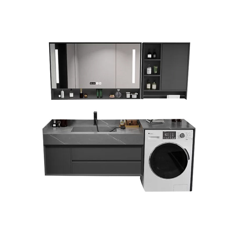 Modern Sink Vanity Wall Mount Vanity Cabinet with Mirror (Not Include Washing Machine) Vanity & Faucet & Mirror Cabinet 55"L x 24"W x 35.5"H Clearhalo 'Bathroom Remodel & Bathroom Fixtures' 'Bathroom Vanities' 'bathroom_vanities' 'Home Improvement' 'home_improvement' 'home_improvement_bathroom_vanities' 7199051