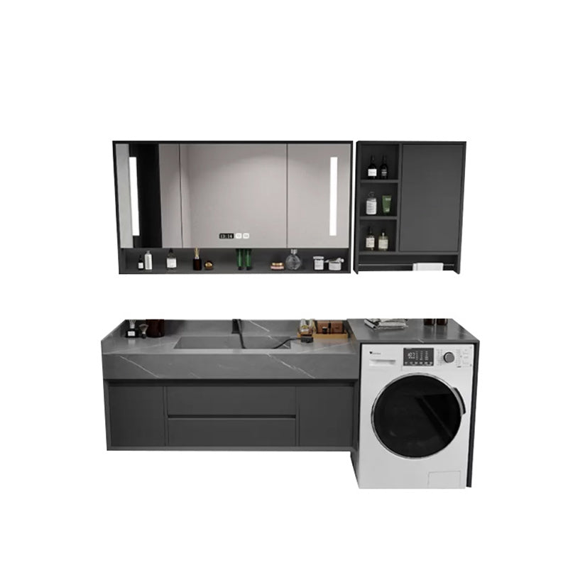 Modern Sink Vanity Wall Mount Vanity Cabinet with Mirror (Not Include Washing Machine) Vanity & Faucet & Mirror Cabinet 63"L x 24"W x 35.5"H Clearhalo 'Bathroom Remodel & Bathroom Fixtures' 'Bathroom Vanities' 'bathroom_vanities' 'Home Improvement' 'home_improvement' 'home_improvement_bathroom_vanities' 7199055