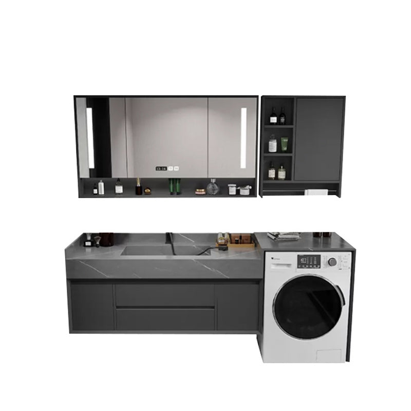 Modern Sink Vanity Wall Mount Vanity Cabinet with Mirror (Not Include Washing Machine) Vanity & Faucet & Mirror Cabinet 71"L x 24"W x 35"H Clearhalo 'Bathroom Remodel & Bathroom Fixtures' 'Bathroom Vanities' 'bathroom_vanities' 'Home Improvement' 'home_improvement' 'home_improvement_bathroom_vanities' 7199059