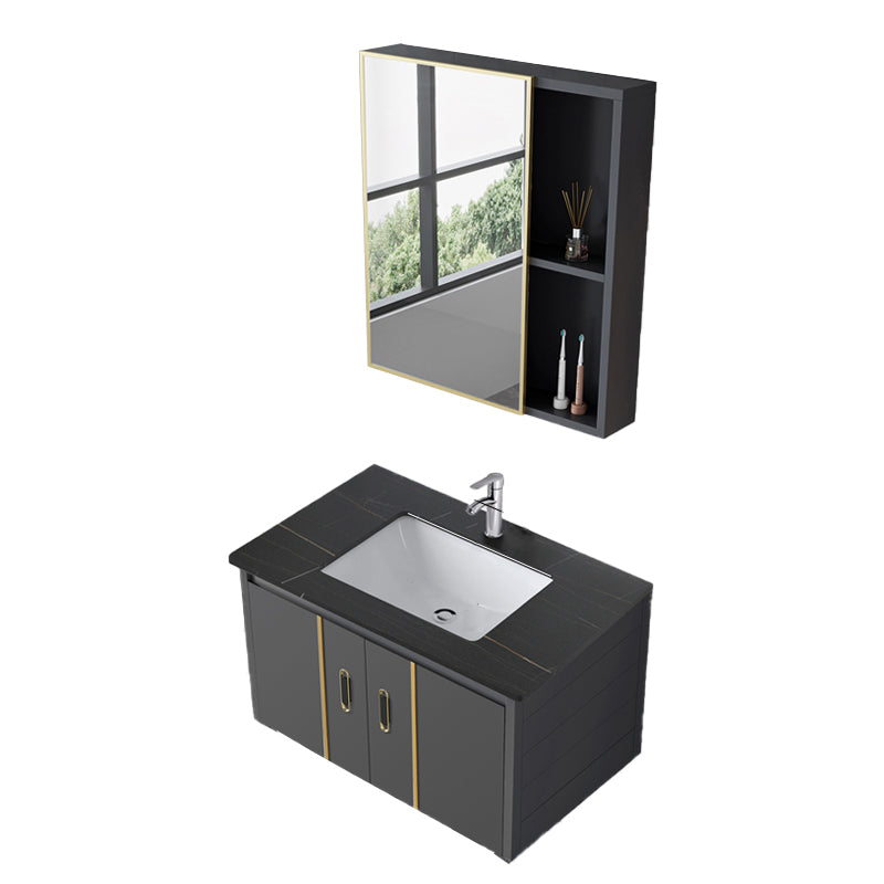 Bathroom Sink Vanity Rectangular Ceramic Sink Drawers Mirror Vanity with Faucet Vanity & Faucet & Mirror Cabinet Stone Clearhalo 'Bathroom Remodel & Bathroom Fixtures' 'Bathroom Vanities' 'bathroom_vanities' 'Home Improvement' 'home_improvement' 'home_improvement_bathroom_vanities' 7199075