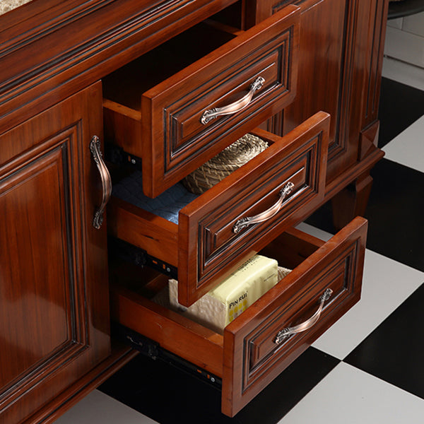 2 Doors Vanity Wood Frame Mirror Freestanding Oval Single Sink Drawers Bath Vanity Clearhalo 'Bathroom Remodel & Bathroom Fixtures' 'Bathroom Vanities' 'bathroom_vanities' 'Home Improvement' 'home_improvement' 'home_improvement_bathroom_vanities' 7199178