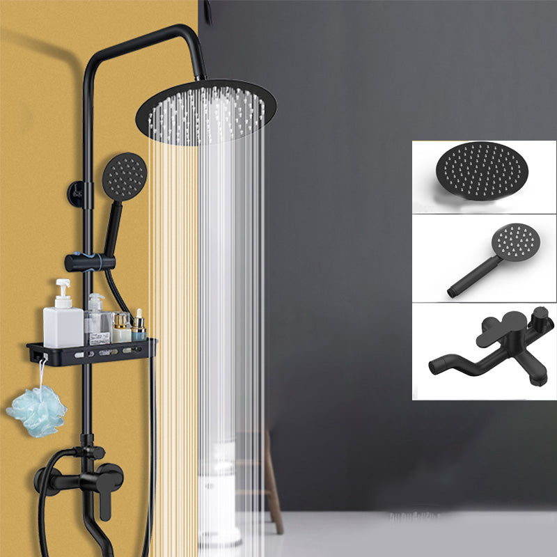 Shower System Wall Mount Adjustable Spray Pattern Shower Arm Shower Set with Shower Hose Black Round 3 Clearhalo 'Bathroom Remodel & Bathroom Fixtures' 'Home Improvement' 'home_improvement' 'home_improvement_shower_faucets' 'Shower Faucets & Systems' 'shower_faucets' 'Showers & Bathtubs Plumbing' 'Showers & Bathtubs' 7202527