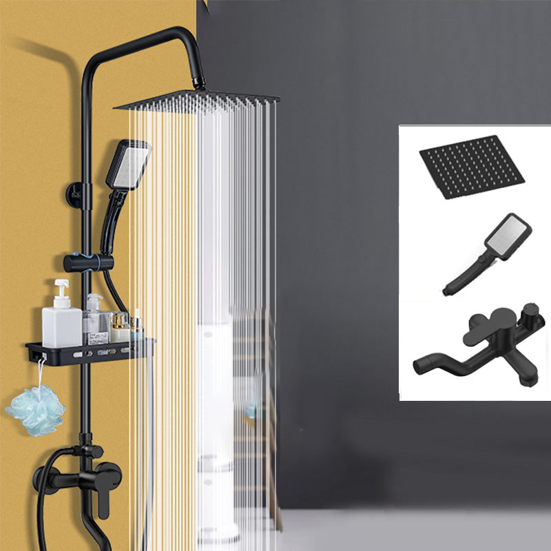 Shower System Wall Mount Adjustable Spray Pattern Shower Arm Shower Set with Shower Hose Textured Black Square 3 Clearhalo 'Bathroom Remodel & Bathroom Fixtures' 'Home Improvement' 'home_improvement' 'home_improvement_shower_faucets' 'Shower Faucets & Systems' 'shower_faucets' 'Showers & Bathtubs Plumbing' 'Showers & Bathtubs' 7202529