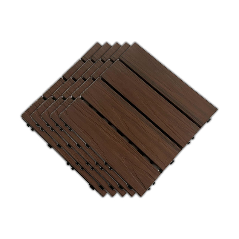Outdoor Patio Flooring Tiles Embossed Composite Snap Fit Decking Tiles Coffee Co-Extrusion Clearhalo 'Home Improvement' 'home_improvement' 'home_improvement_outdoor_deck_tiles_planks' 'Outdoor Deck Tiles & Planks' 'Outdoor Flooring & Tile' 'Outdoor Remodel' 'outdoor_deck_tiles_planks' 7202568