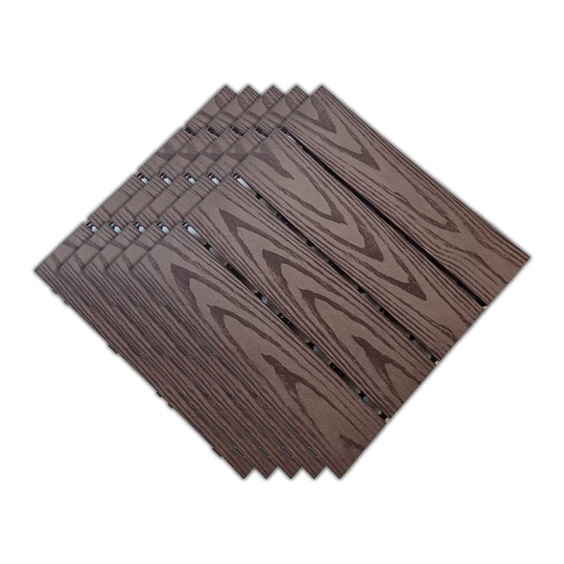 Outdoor Patio Flooring Tiles Embossed Composite Snap Fit Decking Tiles Coffee Coarse Embossed Clearhalo 'Home Improvement' 'home_improvement' 'home_improvement_outdoor_deck_tiles_planks' 'Outdoor Deck Tiles & Planks' 'Outdoor Flooring & Tile' 'Outdoor Remodel' 'outdoor_deck_tiles_planks' 7202570