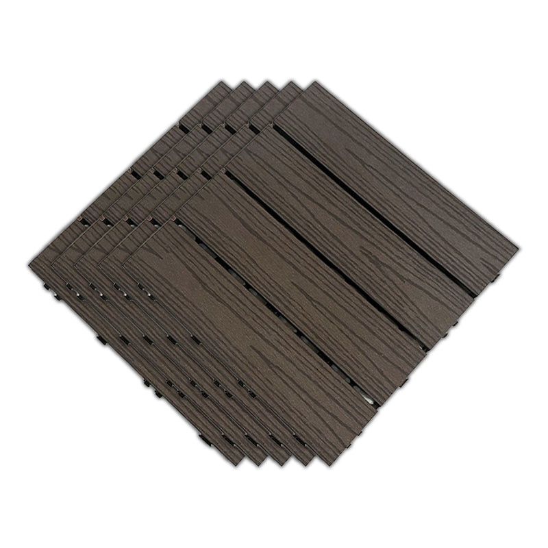 Outdoor Patio Flooring Tiles Embossed Composite Snap Fit Decking Tiles Brown Grey Fine Embossed Clearhalo 'Home Improvement' 'home_improvement' 'home_improvement_outdoor_deck_tiles_planks' 'Outdoor Deck Tiles & Planks' 'Outdoor Flooring & Tile' 'Outdoor Remodel' 'outdoor_deck_tiles_planks' 7202574