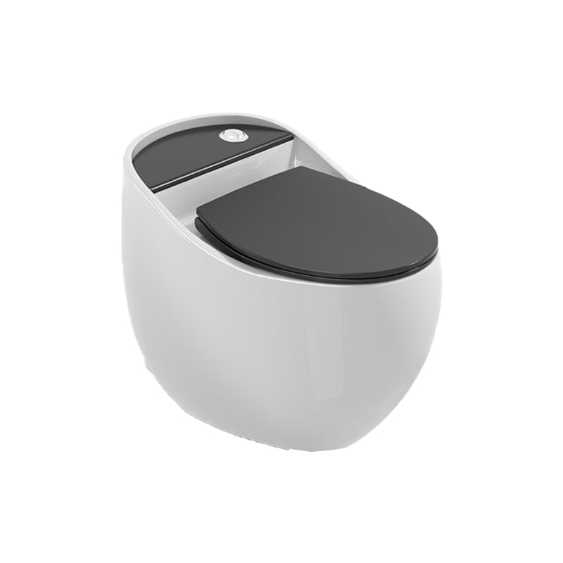 Contemporary Flush Toilet Floor Mounted Siphon Jet Porcelain Toilet White Black Clearhalo 'Bathroom Remodel & Bathroom Fixtures' 'Home Improvement' 'home_improvement' 'home_improvement_toilets' 'Toilets & Bidets' 'Toilets' 7204435