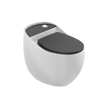 Contemporary Flush Toilet Floor Mounted Siphon Jet Porcelain Toilet White Black Clearhalo 'Bathroom Remodel & Bathroom Fixtures' 'Home Improvement' 'home_improvement' 'home_improvement_toilets' 'Toilets & Bidets' 'Toilets' 7204435