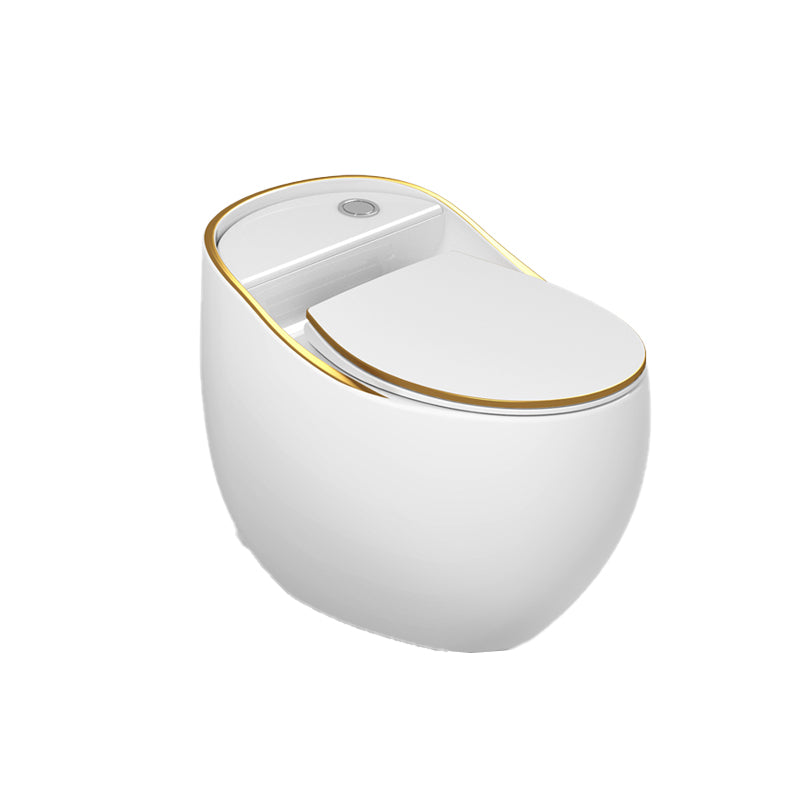 Contemporary Flush Toilet Floor Mounted Siphon Jet Porcelain Toilet White/ Gold 12" Clearhalo 'Bathroom Remodel & Bathroom Fixtures' 'Home Improvement' 'home_improvement' 'home_improvement_toilets' 'Toilets & Bidets' 'Toilets' 7204437