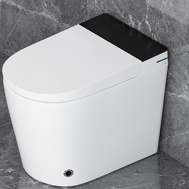 Elongated Smart Toilet White Floor Standing Bidet with Heated Seat and Tank Black Manual Flip (Standard) Clearhalo 'Bathroom Remodel & Bathroom Fixtures' 'Bidets' 'Home Improvement' 'home_improvement' 'home_improvement_bidets' 'Toilets & Bidets' 7204595