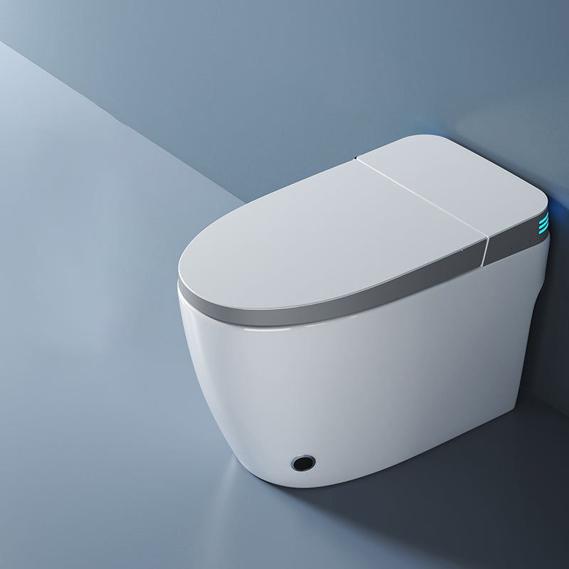 Elongated Smart Toilet White Floor Standing Bidet with Heated Seat Gray/ White Manual Flip (Standard) Clearhalo 'Bathroom Remodel & Bathroom Fixtures' 'Bidets' 'Home Improvement' 'home_improvement' 'home_improvement_bidets' 'Toilets & Bidets' 7204627