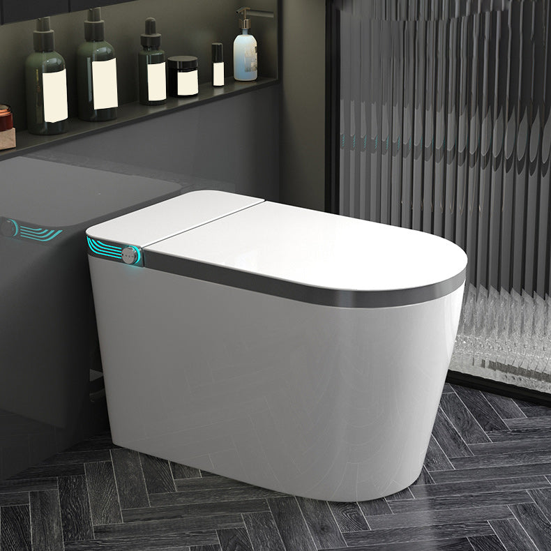 Electronic Toilet Seat Elongated Floor Standing Bidet with Heated Seat White Gray Clearhalo 'Bathroom Remodel & Bathroom Fixtures' 'Bidets' 'Home Improvement' 'home_improvement' 'home_improvement_bidets' 'Toilets & Bidets' 7204794