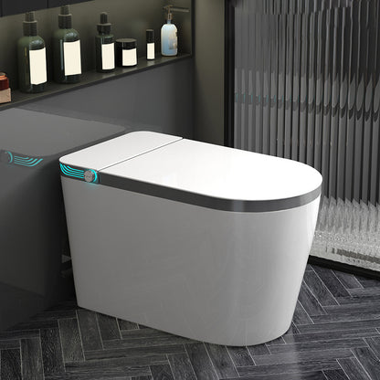 Electronic Toilet Seat Elongated Floor Standing Bidet with Heated Seat White Gray Clearhalo 'Bathroom Remodel & Bathroom Fixtures' 'Bidets' 'Home Improvement' 'home_improvement' 'home_improvement_bidets' 'Toilets & Bidets' 7204794