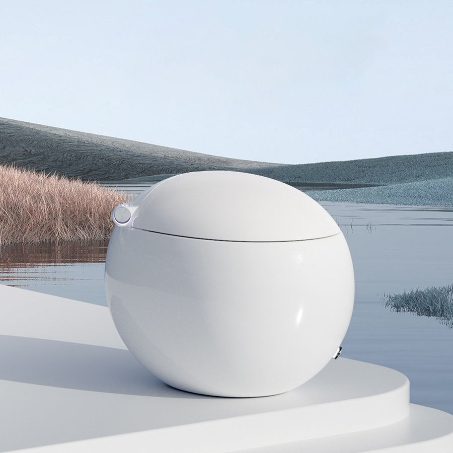 White Round Floor Mount Bidet Heated Seat Floor Standing Bidet Clearhalo 'Bathroom Remodel & Bathroom Fixtures' 'Bidets' 'Home Improvement' 'home_improvement' 'home_improvement_bidets' 'Toilets & Bidets' 7204822