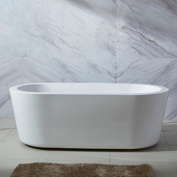 Modern Oval Stand Alone Bath Back to Wall Acrylic Soaking Bathtub Tub Clearhalo 'Bathroom Remodel & Bathroom Fixtures' 'Bathtubs' 'Home Improvement' 'home_improvement' 'home_improvement_bathtubs' 'Showers & Bathtubs' 7205326