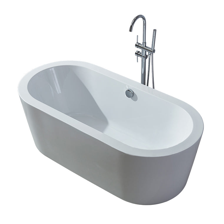 Modern Oval Stand Alone Bath Back to Wall Acrylic Soaking Bathtub Clearhalo 'Bathroom Remodel & Bathroom Fixtures' 'Bathtubs' 'Home Improvement' 'home_improvement' 'home_improvement_bathtubs' 'Showers & Bathtubs' 7205332