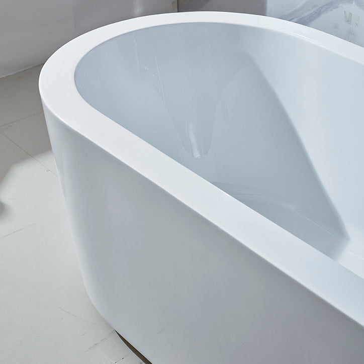 Modern Oval Stand Alone Bath Back to Wall Acrylic Soaking Bathtub Clearhalo 'Bathroom Remodel & Bathroom Fixtures' 'Bathtubs' 'Home Improvement' 'home_improvement' 'home_improvement_bathtubs' 'Showers & Bathtubs' 7205333