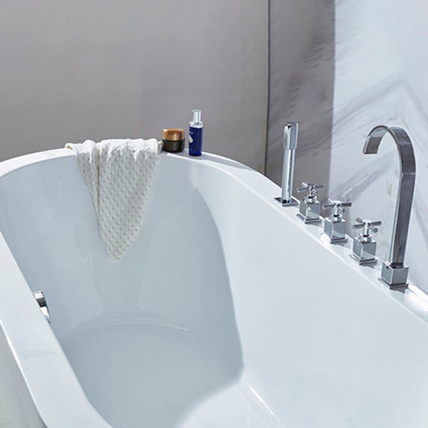 Modern Oval Stand Alone Bath Back to Wall Acrylic Soaking Bathtub Clearhalo 'Bathroom Remodel & Bathroom Fixtures' 'Bathtubs' 'Home Improvement' 'home_improvement' 'home_improvement_bathtubs' 'Showers & Bathtubs' 7205335