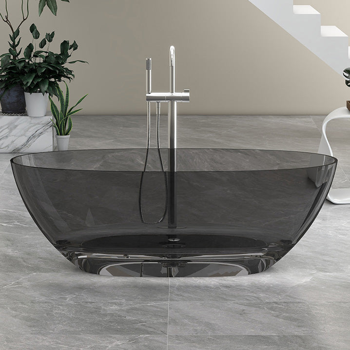 Antique Finish Soaking Bathtub Modern Stand Alone Oval Bath Tub Grey Clearhalo 'Bathroom Remodel & Bathroom Fixtures' 'Bathtubs' 'Home Improvement' 'home_improvement' 'home_improvement_bathtubs' 'Showers & Bathtubs' 7205345