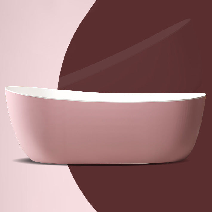 Modern Antique Finish Soaking Bathtub Stand Alone Oval Bath Tub Pink Clearhalo 'Bathroom Remodel & Bathroom Fixtures' 'Bathtubs' 'Home Improvement' 'home_improvement' 'home_improvement_bathtubs' 'Showers & Bathtubs' 7205367