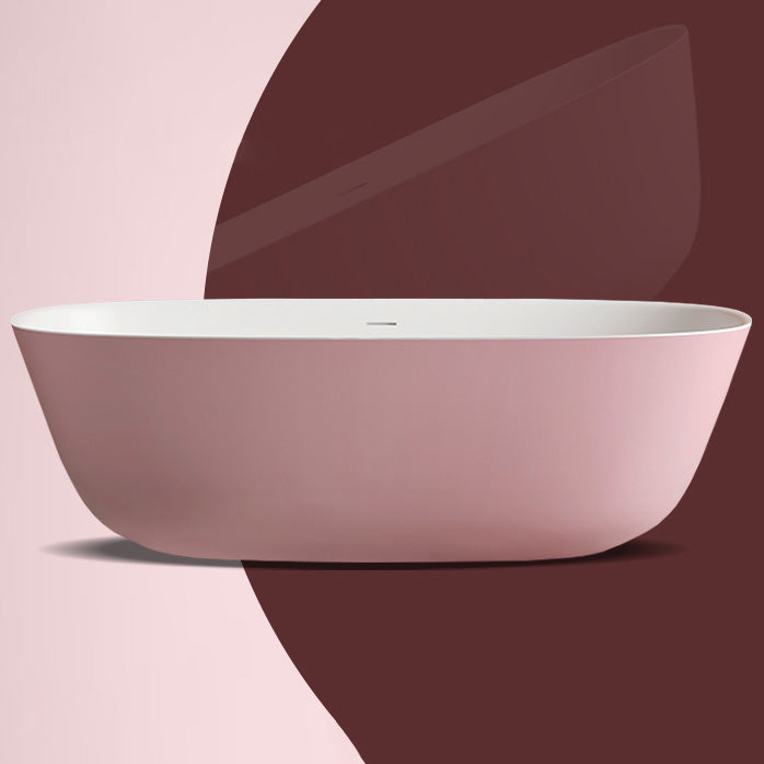 Soaking Antique Finish Bathtub Stand Alone Oval Modern Bath Tub Pink Clearhalo 'Bathroom Remodel & Bathroom Fixtures' 'Bathtubs' 'Home Improvement' 'home_improvement' 'home_improvement_bathtubs' 'Showers & Bathtubs' 7205388