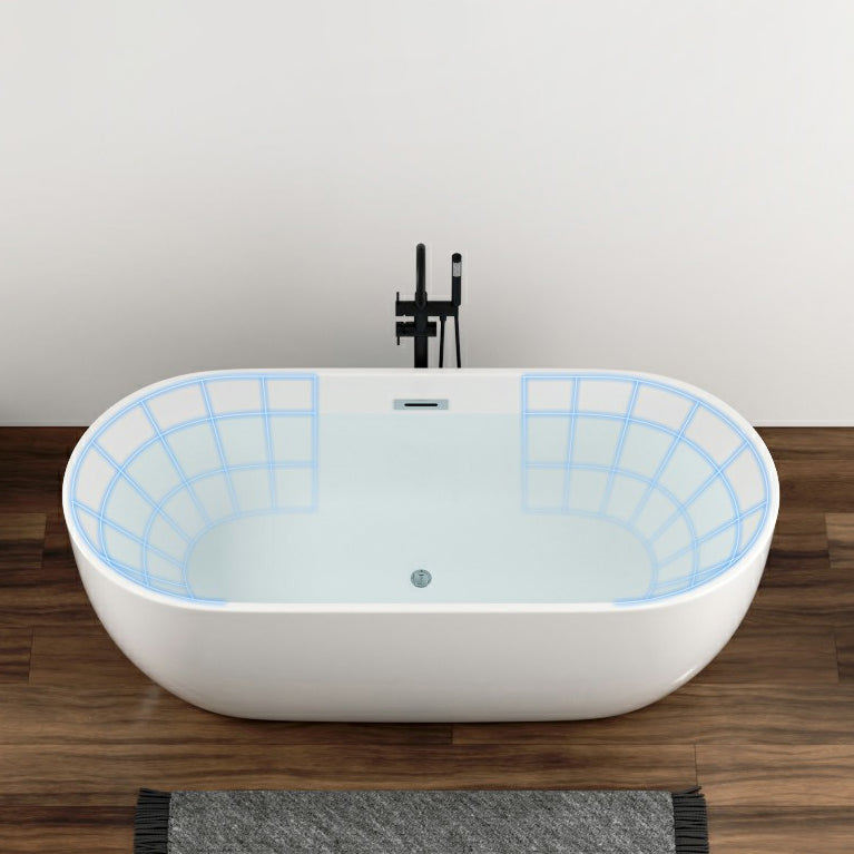 Freestanding Soaking Acrylic Bathtub Antique Finish Oval Modern Bath Tub 67"L x 31"W x 24"H Tub with Freestanding Tub Fillers Clearhalo 'Bathroom Remodel & Bathroom Fixtures' 'Bathtubs' 'Home Improvement' 'home_improvement' 'home_improvement_bathtubs' 'Showers & Bathtubs' 7205452