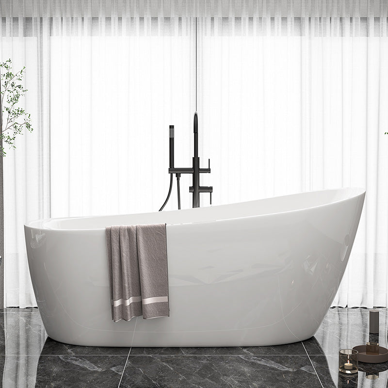 Slipper Modern Bath Oval White Soaking Acrylic Stand Alone Bathtub Black 67"L x 29"W x 29"H Tub with Freestanding Tub Fillers Clearhalo 'Bathroom Remodel & Bathroom Fixtures' 'Bathtubs' 'Home Improvement' 'home_improvement' 'home_improvement_bathtubs' 'Showers & Bathtubs' 7205466