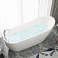 Slipper Modern Bath Oval White Soaking Acrylic Stand Alone Bathtub White 67"L x 29"W x 29"H Tub with Silver 5-Piece Set Clearhalo 'Bathroom Remodel & Bathroom Fixtures' 'Bathtubs' 'Home Improvement' 'home_improvement' 'home_improvement_bathtubs' 'Showers & Bathtubs' 7205471