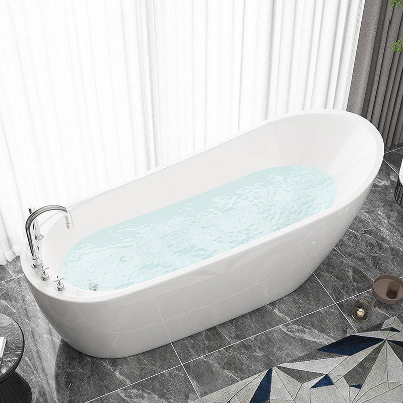 Slipper Modern Bath Oval White Soaking Acrylic Stand Alone Bathtub White Tub with Silver 5-Piece Set Clearhalo 'Bathroom Remodel & Bathroom Fixtures' 'Bathtubs' 'Home Improvement' 'home_improvement' 'home_improvement_bathtubs' 'Showers & Bathtubs' 7205472