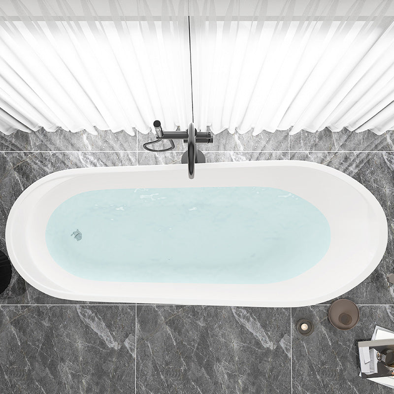 Slipper Modern Bath Oval White Soaking Acrylic Stand Alone Bathtub Black 63"L x 29"W x 29"H Tub with Freestanding Tub Fillers Clearhalo 'Bathroom Remodel & Bathroom Fixtures' 'Bathtubs' 'Home Improvement' 'home_improvement' 'home_improvement_bathtubs' 'Showers & Bathtubs' 7205473