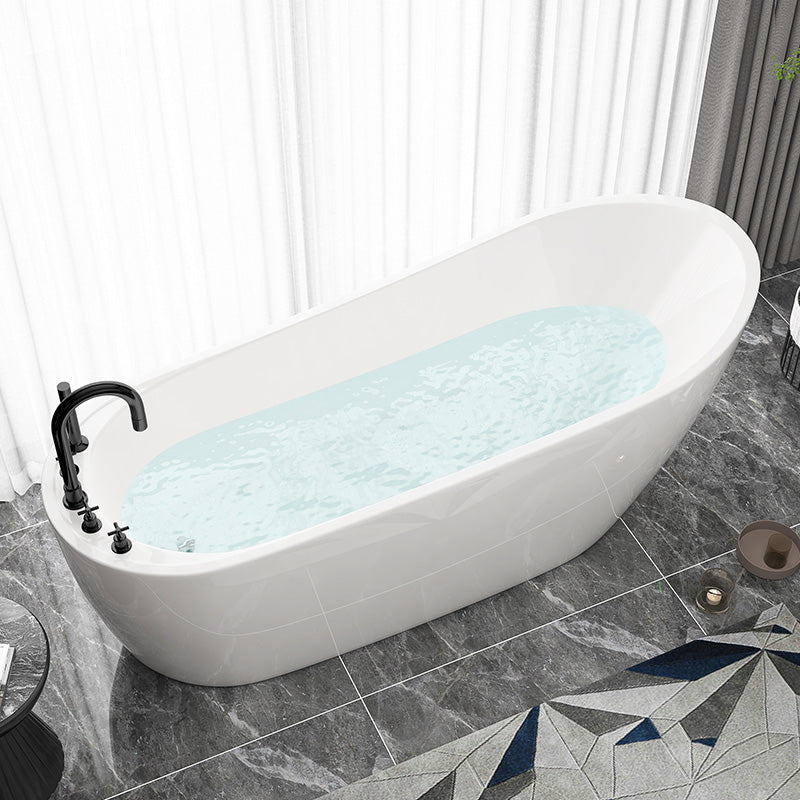 Slipper Modern Bath Oval White Soaking Acrylic Stand Alone Bathtub White Tub with Black 5-Piece Set Clearhalo 'Bathroom Remodel & Bathroom Fixtures' 'Bathtubs' 'Home Improvement' 'home_improvement' 'home_improvement_bathtubs' 'Showers & Bathtubs' 7205476