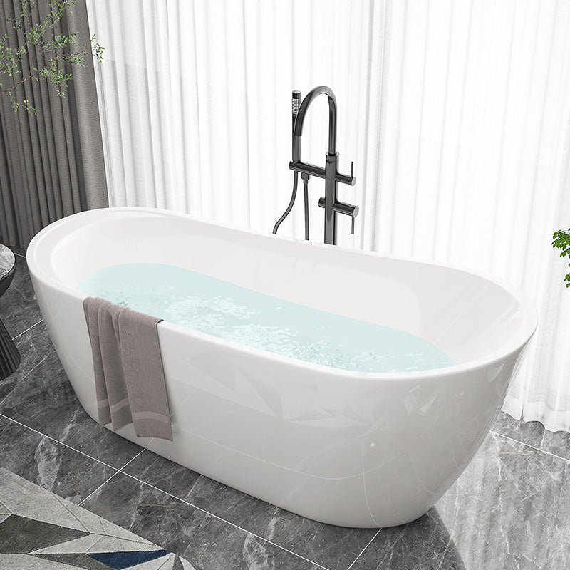 Slipper Modern Bath Oval White Soaking Acrylic Stand Alone Bathtub Black Tub with Freestanding Tub Fillers Clearhalo 'Bathroom Remodel & Bathroom Fixtures' 'Bathtubs' 'Home Improvement' 'home_improvement' 'home_improvement_bathtubs' 'Showers & Bathtubs' 7205478