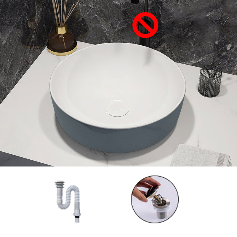Modern Style Vessel Bathroom Sink Round Ceramic Vessel Bathroom Sink 16.3"L x 16.3"W x 5.1"H Sink Unavailable Clearhalo 'Bathroom Remodel & Bathroom Fixtures' 'Bathroom Sinks & Faucet Components' 'Bathroom Sinks' 'bathroom_sink' 'Home Improvement' 'home_improvement' 'home_improvement_bathroom_sink' 7205632